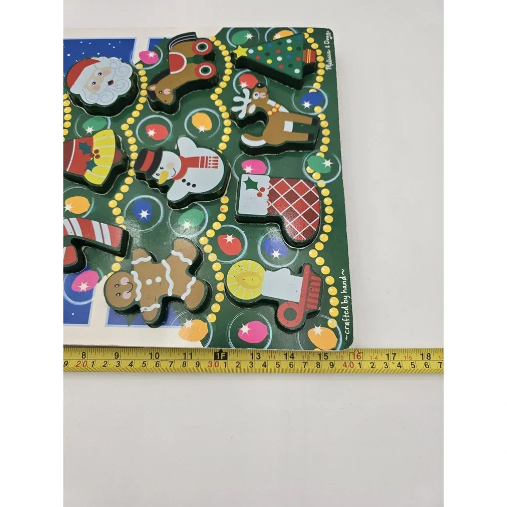 2 Melissa & Doug Chunky Puzzle Christmas Tree Santa Reindeer Preschool Wooden